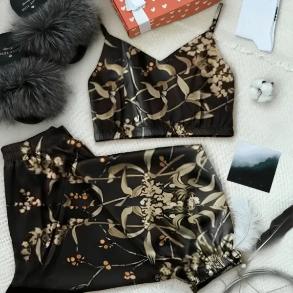 Brandwear Leaf Print Autumn Two Piece Set Top and Long Pants.